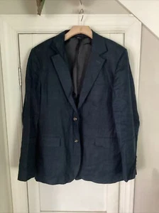 LL Bean 100% Linen Lined sportcoat Blazer Mens sz 44 R Navy Blue - Picture 1 of 7