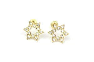 Ohrstecker 14 Karat Gelbgold Stern CZ Schraubverschluss - Bild 1 von 1