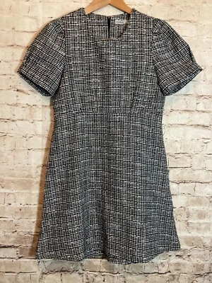 Maosa Твидовое Платье Женское Маленькое Черно-белое Трапеция Офис Карьера На Молнии - Изображение 1 из 4