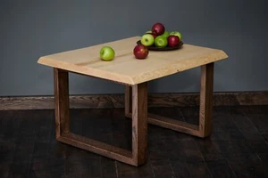 Massivholztisch Esche Tisch Holztisch Baumtisch Baumkante 80х70-69х49 cm - Bild 1 von 11