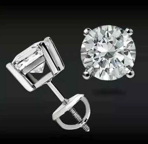 4,00 ct Rundschliff VVS1/D Lab Created Ohrstecker 14k Weißgold FN Schraubverschluss - Bild 1 von 10