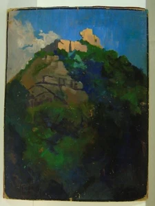 Ludwig Johst "Ölstudie einer Bergfestung" Ölgemälde, 1910 - Bild 1 von 4