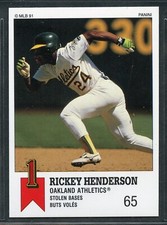 1991 Panini Top 15 Baseball Stickers - #45 - Rickey Henderson - Oakland A's