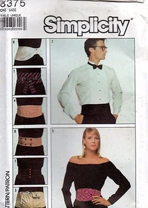 Conjunto de cinturones Cummerbund años 80 patrón de costura simplicidad 8375 adulto talla única - Imagen 1 de 2