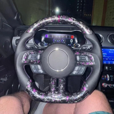 Purple Forged Real Carbon Fiber Steering Wheel For Ford Shelby Mustang 15-23 - Image 1 of 4
