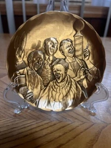 WENDELL AUGUST FORGE BRONZE BARBER SHOP QUARTET 4 1/2" COASTER/ TRINKET DISH - Picture 1 of 6