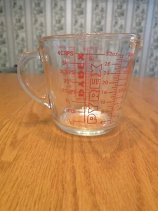  Vintage Pyrex 4 Cup D-Handle Measuring Cup #532 Red Letters 4 Cup - Picture 1 of 21