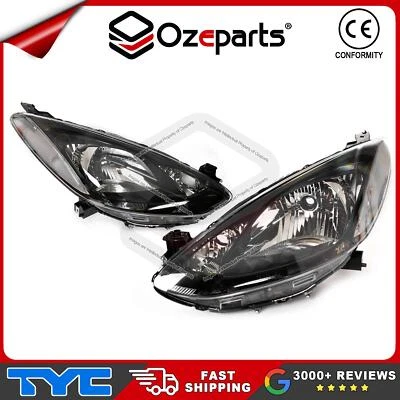 TYC Pair LH+RH Head Light Black For Mazda 2 DE Neo Maxx Genki Sport 2007-2014 - image 1 of 4