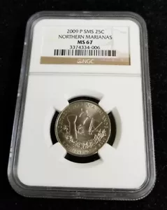 2009-P SMS 25c NGC MS67- Northern Marianas Quarter - Picture 1 of 2