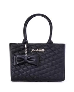Lux de Ville Sweet Pea Black Matte Rockabilly Pinup Goth Tote Bag Purse SPT666BM - Imagen 1 de 4