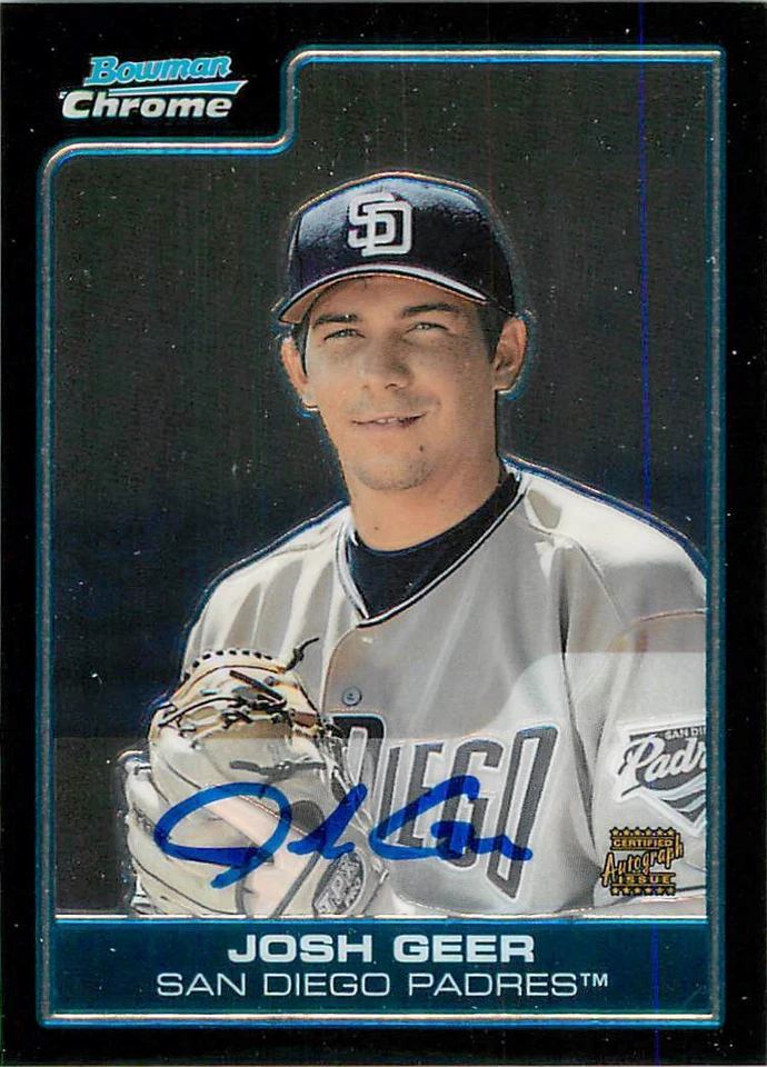 JOSH GEER 2006 Bowman Chrome ROOKIE AUTO RC #BC232 Padres  - Image 1 of 2
