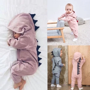 Toddler Infant Baby Boys Dinosaur Hooded Romper Tops Tracksuit Outfits Clothes - Picture 1 of 13