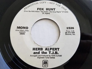 HERB ALPERT and the T.J.B. - Fox Hunt 1974 MONO PROMO 7" Latin Jazz - Imagen 1 de 2