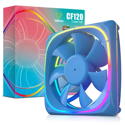Vetroo Blue 120mm Case Fan 5V 3 PIN Addressable RGB MB Sync PC Cooling Fan - Image 1 of 4