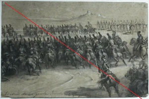Kohlezeichnung Joseph Zephyris Gengembre Kavallerie Frankreich Armee ~ 1815 - Picture 1 of 5