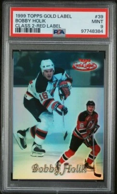 1999 Topps Gold BOBBY HOLIK Card 39 Class 2 RED LABEL 10/50 PSA 9 Pop 1 Highest - Image 1 of 2