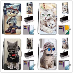 Cat Wallet Phone Case For Samsung A13 A14 A33 A54 A12 A23 A40 A20E A70 A50 A72 - Picture 1 of 49