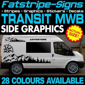 passend für Ford Transit MWB GRAFIK AUFKLEBER STREIFEN AUFKLEBER MK6 MK7 CAMPER VAN - Bild 1 von 2