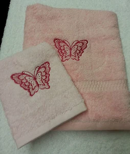PERSONALIZADO BORDADO MARIPOSA TOALLA DE MANO Y PAÑO FACIAL FRANELA REGALO PRESE - Imagen 1 de 1
