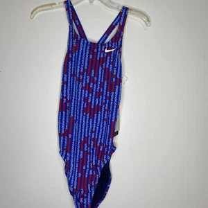 Nuovo costume da bagno NIKE Womesn 36 ritagliato rosso serbatoio bianco bluer stelle racer posteriore un pezzo - Foto 1 di 7
