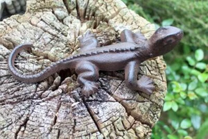 Gartenfigur Eidechse Gusseisen Salamander Gecko Tierfigur Dekofigur Landhausstil - Bild 1 von 4