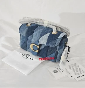 Bolso de Hombro Coach Tabby 20 Con Retazos Acolchado Denim CAM93 $495 NUEVO CON ETIQUETAS Embalado - Imagen 1 de 24