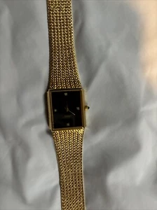 Vintage XAVIER Tank Men’s Quartz Watch Gold Plated Case Black Dial Working - Picture 1 of 7