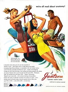 1948 JANTZEN SWIMSUITS Large Vintage Print Ad Women in Swim Suits HAWLEY - Picture 1 of 1