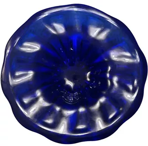 Colbalt Blue Art Glass Bowl Home Decor Large Round Collectible - Picture 1 of 4