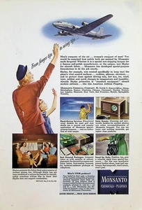 Vintage 1940er Druckanzeige ~ Monsanto Chemikalien und Kunststoffe ~ Dienstindustrie... - Bild 1 von 1