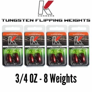 3/4 OZ  BLOOD RED - 4 Pack (8 Weights) TUNGSTEN Flipping Weights Bullet Weights - Picture 1 of 5