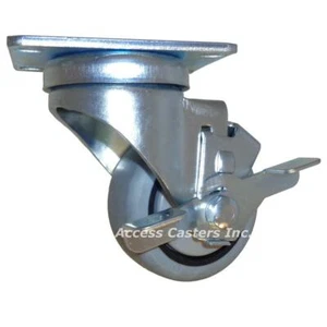 3P20NSB-A2 3" Swivel Caster Infiniti Wheel, 3-1/8" X 4-1/8" Top Plate, Brake - Picture 1 of 1
