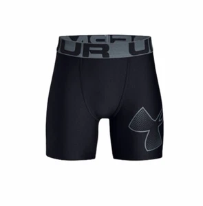 Under Armour Boy's HeatGear Kid's Shorts Black Stretch Wicks Sweat 1330758 001 - Picture 1 of 4