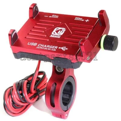 Cargador de montaje con soporte para teléfono celular rojo apto para Yamaha V Star 650 XVS650A Classic Foto 1 de 4