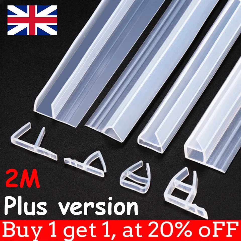 5A-HOME 2M F/H/U Shape Bath Door Shower Screen Enclosure Seal Strip for 6/8/10mm Glass