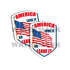 America Love it or Leave Shield - Calcomanías de pegatinas PRO AMERICA paquete de 2 3,75""x5"" D& - Imagen 1 de 2