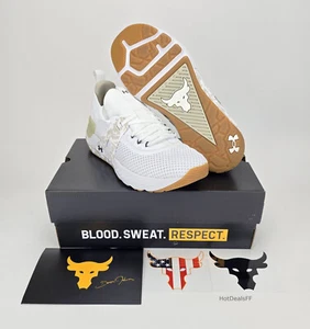🔥 RARE 2023 Men's Under Armour Project Rock 4 Training Shoes White Camo, NIB! - Picture 1 of 13