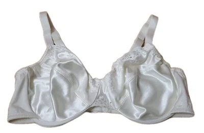 Sutiã vintage Vanity tamanho justo 40C com aro renda transparente cetim creme marfim 75-134 - Imagem 1 de 4