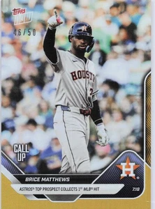 Tarjeta Topps Now 2025 438 Brice Matthews 1st MLB Hit 46/50 (CU) - ¡Envío gratuito! - Imagen 1 de 2