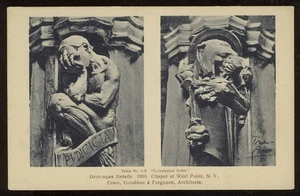 West Point NY: c.1910 Postcard CHAPEL GROTESQUE DETAILS ARCHITECT ADVERTISING - Picture 1 of 2