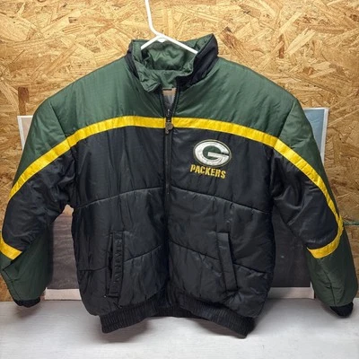 Vtg Green Bay Packers NFL Jacket Mens XL Zip Hooded Reversable Winter Pro Player - Image 1 of 4