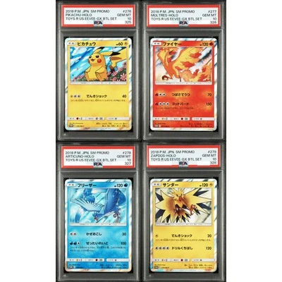 PSA 10 Pikachu Moltres Articuno Zapdos Toys R Us Seq Pokemon Card Japanese 2018 - Image 1 of 2