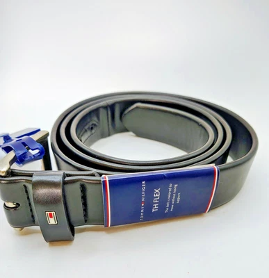 Tommy Hilfiger "The Flex" 46'- 48" Black with Silver Buckle Leather Handcrafted — 第 1/4 张图片