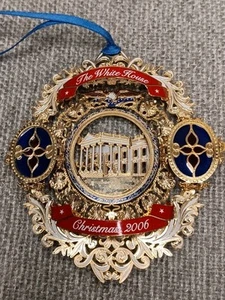 The White House Ornament Gold Plate Christmas 2006 3D Enameled Ornament - Picture 1 of 4