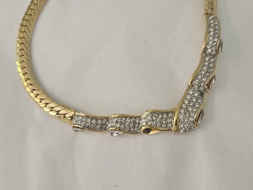 Collana Givenchy vintage anni 70 placcata oro~1 pietra fumè~1 pietra mancante