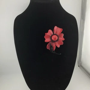 Broche De Colección Metal Esmalte Rojo Cereza 3” X 2.5” Retro Flor Núcleo Naturaleza Belleza - Imagen 1 de 6