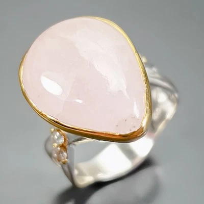 12 ct+ Jewellery Natural Morganite Ring 925 Sterling Silver Size 7.75 /R419069 - Image 1 of 4