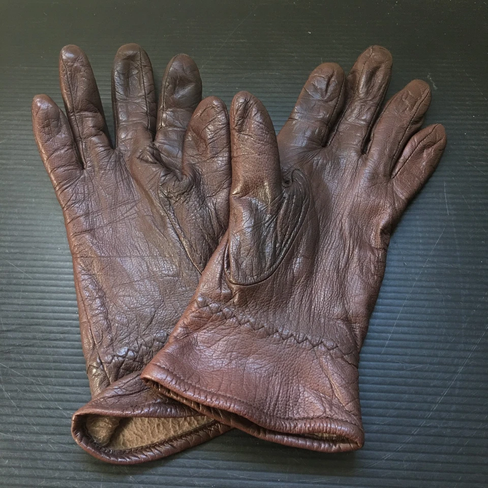 Винтажные перчатки для вождения 1990-х Fownes натуральная кожа коричневые тонкая подкладка размер 7 - Изображение 1 из 4