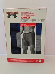 Under Armour UA 3 Pack Performance Tech 6" Boxerjock Three Boxer Briefs Blue - Picture 1 of 9