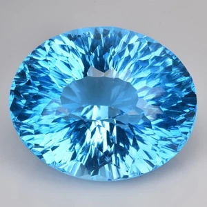ENORME piedra preciosa de corte milenio fino topacio azul suizo de 74,63 quilates con certificación ICA - Imagen 1 de 5